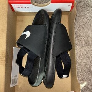 Nike Kids Black and White Kawa Slides